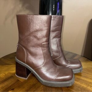 Coach Brown Leather Heeled Boots